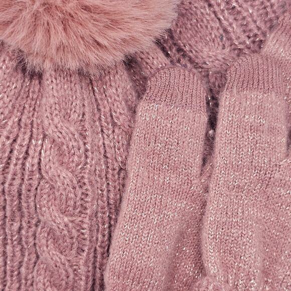 Set of 3 Bundle-Style & Co. Rose Pink Winter Scarf, Gloves & Hat - Picture 2 of 7